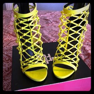 Lime green cute fashion heels